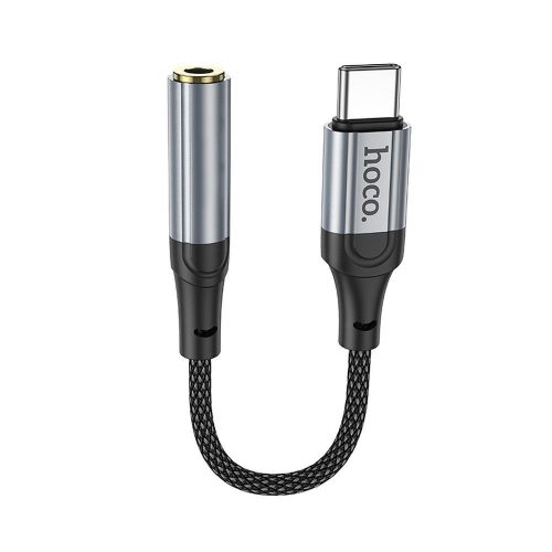 Adapter, átalakító, OTG, audio, jack, 3,5mm -> Type-C, fekete, Hoco LS36