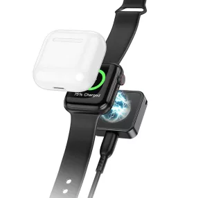   Apple Watch 9/8/7/6/5/4/3/2/1/SE/SE2/Ultra asztali töltő, mágneses, vezeték nélküli, fekete, Hoco CW55