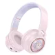 Bluetooth fejhallgató gyerekeknek, vezeték nélküli, macskás, RGB világítás, rózsaszín, Hoco W50 Cute Cat