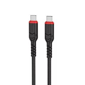   USB-C adatkábel, töltőkábel, USB-C-USB-C (USB Type-C), szövet bevonat, fekete, 60W 3m, Hoco X59