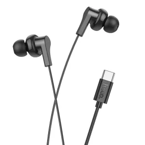   USB-C vezetékes fülhallgató mikrofonnal Type-C headset telefonhoz fekete Hoco M114