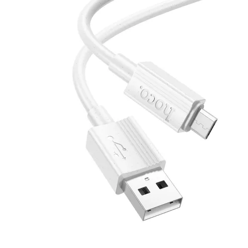 Micro USB adatkábel, töltőkábel, fehér, 2.4A 1m, Hoco X107