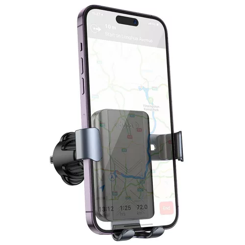 Autós mobiltelefon tartó, szellőzőnyílásra helyezhető, gravitációs, fekete, Hoco H70