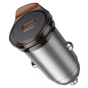   Hoco NZ16 PD 30W autós szivargyújtós gyorstöltő – USB-C port, fémszürke