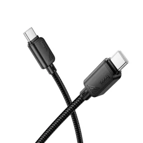   USB-C adatkábel, töltőkábel, USB-C - USB-C (USB Type-C), szövet bevonat, fekete, 60W 1m, Hoco X113