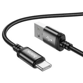   USB-C adatkábel, töltőkábel, USB-A - USB-C (USB Type-C), szövet bevonat, fekete, 3A 2m, Hoco X89