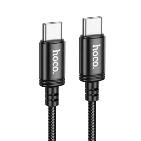   USB-C adatkábel, töltőkábel, USB-C - USB-C (USB Type-C), szövet bevonat, fekete, 60W 2m, Hoco X89