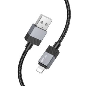   iPhone adatkábel, töltőkábel, USB - iPhone 8pin, lightning, fekete, 2.4A 1m, Hoco X110