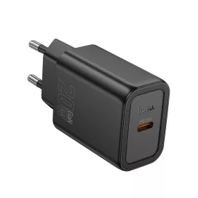   Hálózati töltőfej, adapter, USB-C (Type-C) port, gyorstöltő, PD 20W, fekete, Hoco N60