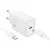 Hálózati töltőfej, adapter USB-C (Type-C) port + USB-C - USB-C adatkábel, töltőkábel, gyorstöltő, PD QC 3A 20W 1m, fehér, Hoco N60