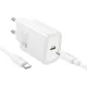 Hálózati töltőfej, adapter USB-C (Type-C) port + USB-C - USB-C adatkábel, töltőkábel, gyorstöltő, PD QC 3A 20W 1m, fehér, Hoco N60