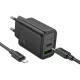 Hoco N61 20W PD + QC3.0 gyorstöltő szett – hálózati adapter USB-C és USB-A porttal + 1m USB-C → USB-C kábel, fekete