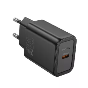   Hálózati töltőfej, adapter, USB-C (Type-C) port, gyorstöltő, PD QC 30W, fekete, Hoco N62
