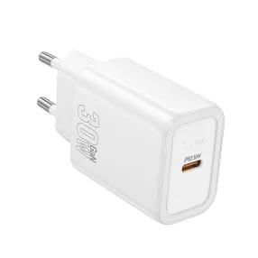   Hálózati töltőfej, adapter, USB-C (Type-C) port, gyorstöltő, PD QC 30W, fehér, Hoco N62