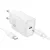 Hálózati töltőfej, adapter, USB-C (Type-C) port + USB-C - USB-C adatkábel, töltőkábel, GaN gyorstöltő, PD 30W, fehér, Hoco N62