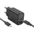 Hálózati töltőfej, adapter USB + USB-C (Type-C) port + USB-C - USB-C adatkábel, töltőkábel, 1m 3A 30W, fekete, Hoco N63