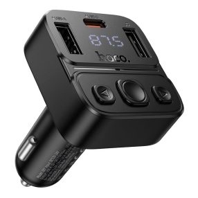   FM transmitter Bluetooth autós töltő kihangosító USB-C PD 20W + USB-A 15W 35W MP3, Hoco E87