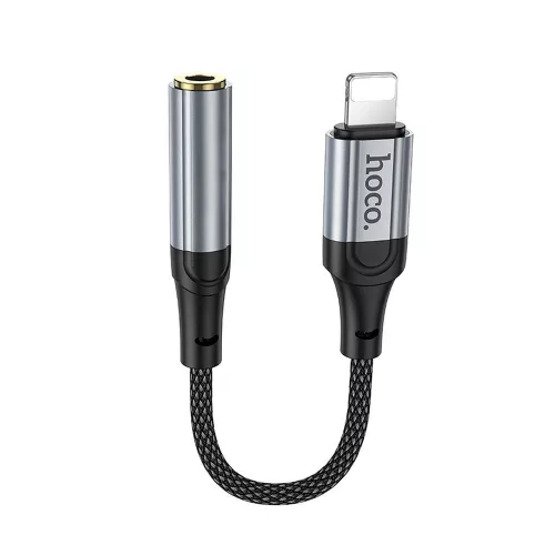 Hoco LS36A Lightning – 3,5 mm jack adapter – digitális audio átalakító, mikrofon támogatás, 12 cm