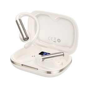   Vezeték nélküli fülhallgató, stereo bluetooth headset töltőtokkal, tejfehér, Hoco EW206