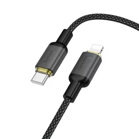   iPhone Lightning - USB-C kábel 1m 30W PD gyorstöltő töltőkábel, fekete, Hoco X128