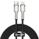 iPhone adatkábel, töltőkábel, iPhone 8pin, lightning - USB-C (Type-C), szövet bevonat, fekete, 20W 2m, Baseus CATLJK-B02
