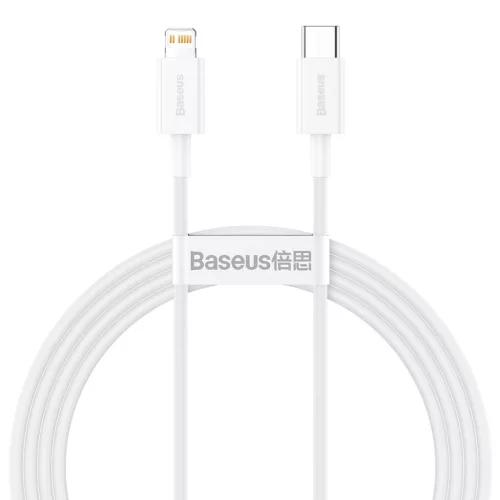 iPhone adatkábel, töltőkábel, iPhone 8pin, lightning - USB-C (Type-C), fehér, 20W 1.5m, Baseus CATLYS-B02