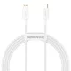 iPhone adatkábel, töltőkábel, iPhone 8pin, lightning - USB-C (Type-C), fehér, 20W 1.5m, Baseus CATLYS-B02
