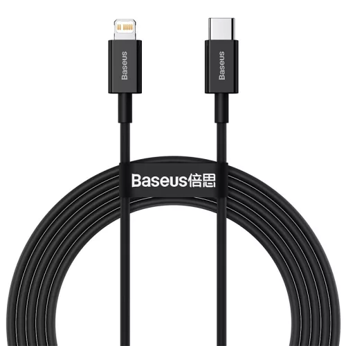 iPhone adatkábel, töltőkábel, iPhone 8pin, lightning - USB-C (Type-C), fekete, 20W 2m, Baseus CATLYS-C01