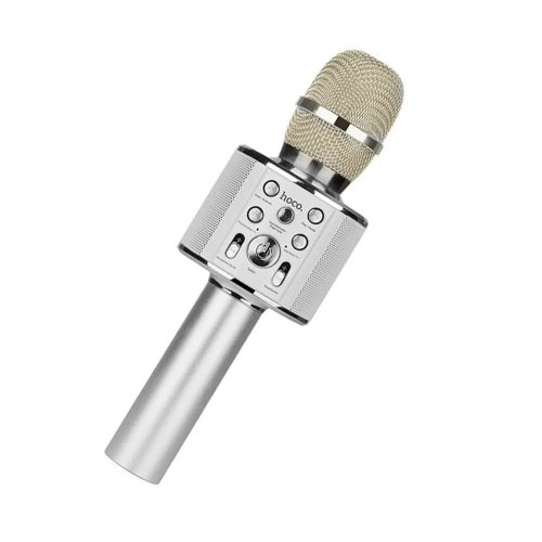 Multimédiás bluetooth karaoke mikrofon, vezeték nélküli, ezüst, Hoco BK3