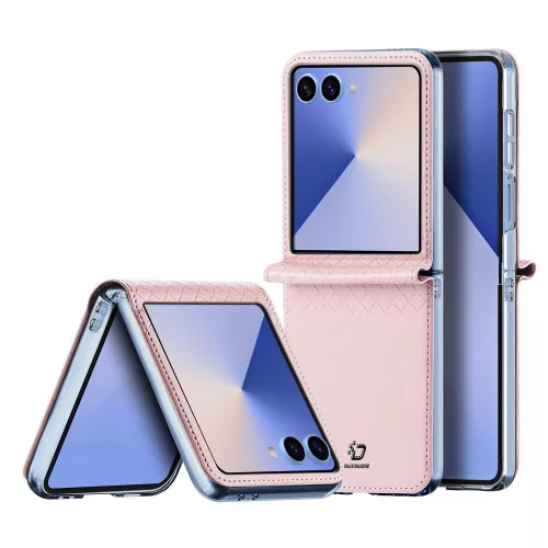 Samsung Galaxy Z Flip7 5G telefon tok, elő+hátlap tok, műbőr, rózsaszín, SM-F766B/DS, Dux Ducis Bril