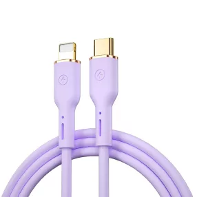   USB-C - Lightning kábel 1,2m 30W PD gyorstöltő töltőkábel lila szilikon, WiWU Wi-C018 C-L