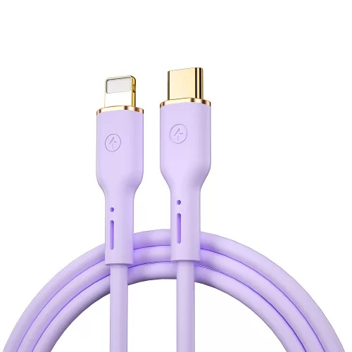 USB-C - Lightning kábel 1,2m 30W PD gyorstöltő töltőkábel lila szilikon, WiWU Wi-C018 C-L