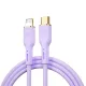 USB-C - Lightning kábel 1,2m 30W PD gyorstöltő töltőkábel lila szilikon, WiWU Wi-C018 C-L