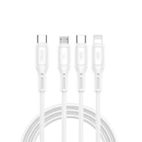   3in1 gyorstöltő töltőkábel USB-C - USB-C / Lightning / Micro USB 60W 1m fehér, WiWU Starlink Wi-046E