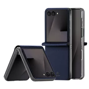   Samsung Galaxy Z Flip8 5G telefon tok, elő+hátlap tok, műbőr, sötétkék, SM-F776B/DS, Dux Ducis Bril