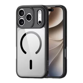   iPhone 18 Pro / 17 Pro tok – kameravédős, átlátszó hátlapú fekete MagSafe hibrid hátlaptok, Dux Ducis Aimo MAG
