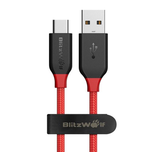 USB-C (Type-C) adatkábel, töltőkábel, USB-USB-C, piros, 3A 0.9m, Blitzwolf BW-TC5