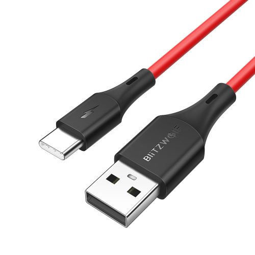 USB-C (Type-C) adatkábel, töltőkábel, USB-USB-C, piros, 3A 0.9m, Blitzwolf BW-TC14