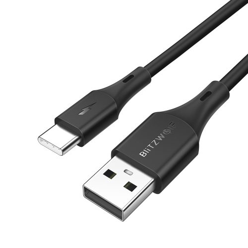USB-C (Type-C) adatkábel, töltőkábel, USB-USB-C, fekete, 3A 1.8m, Blitzwolf BW-TC15