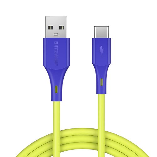 USB-C (Type-C) adatkábel, töltőkábel, USB-USB-C, zöld, 3A 0.9m, Blitzwolf BW-TC14
