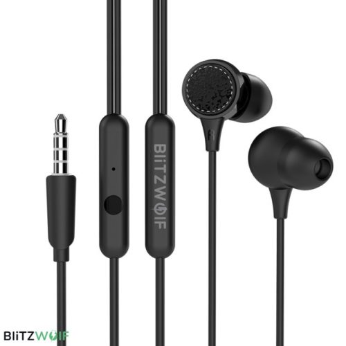 Blitzwolf BW-ES3 Dynamic Driver mikrofonos headset, fülhallgató fekete