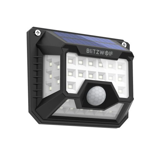 Blitzwolf BW-OLT3 kültéri, napelemes, mozgásérzékelős, fali lámpa, 120 fok széles látószögű, vízálló