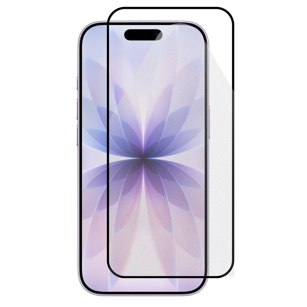 iPhone 17 üvegfólia, tempered glass, előlapi, 5D, edzett, hajlított, fekete kerettel
