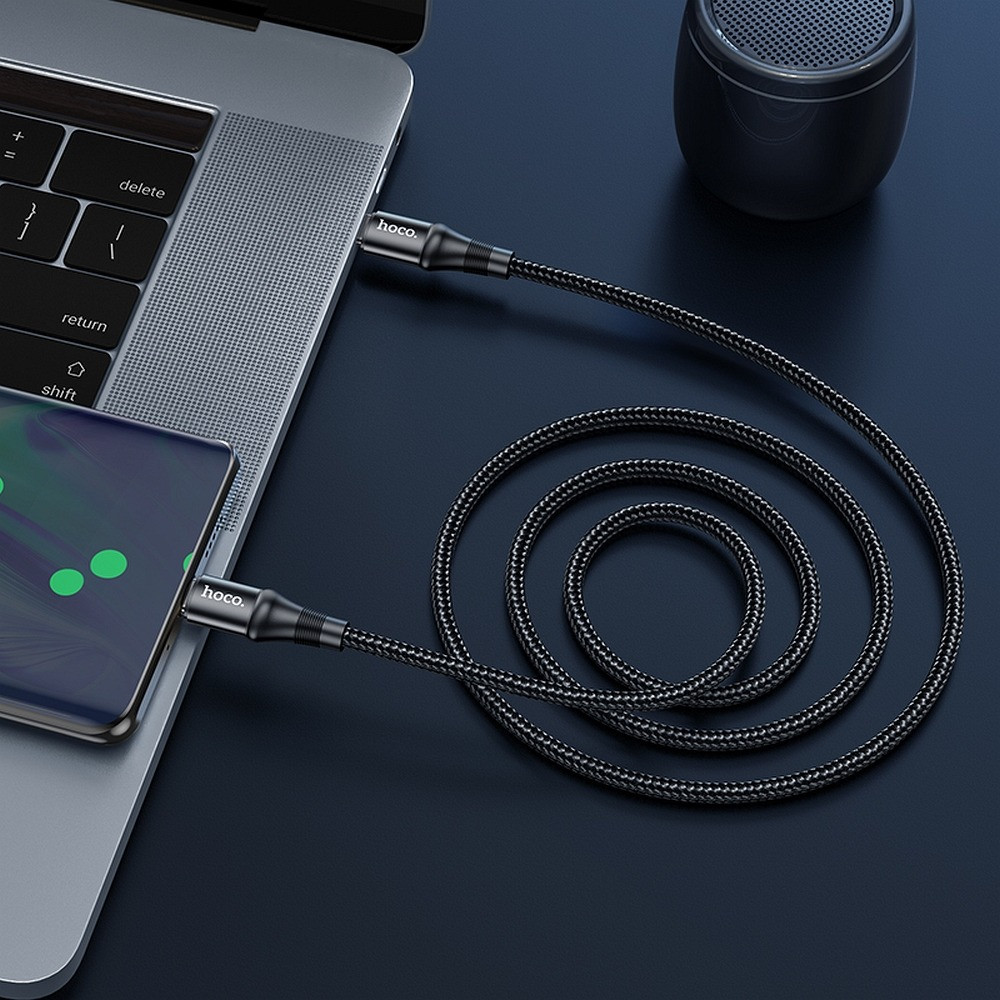 Hoco USB-C (Type-C) adatkábel, töltőkábel, szövet bevonat, fekete, 100W 5A 1m, Hoco X50 Hoco USB-C (Type-C) adatkábel, töltőkábel, szövet bevonat, fekete, 100W 5A 1m, Hoco X50