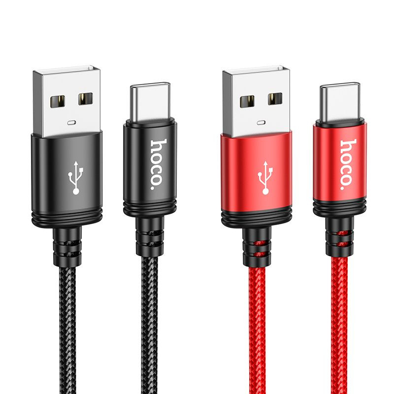 USB-C adatkábel, töltőkábel, USB-A - USB-C (USB Type-C), szövet bevonat, fekete, 3A 1m, Hoco X89
