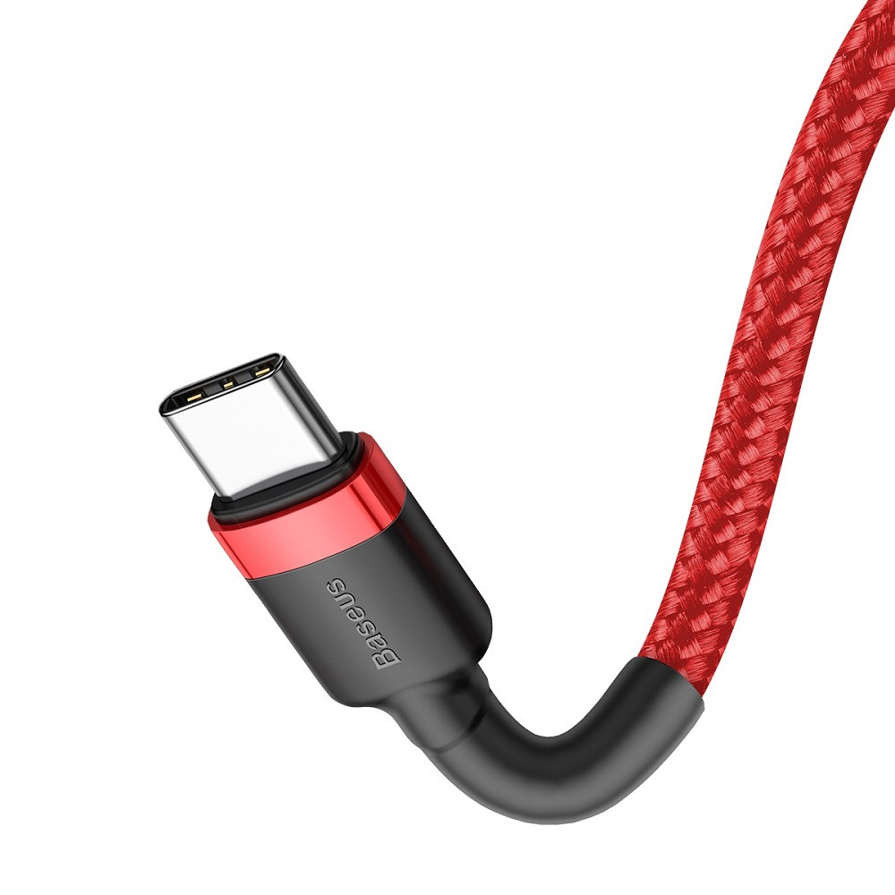 Baseus USB-C (Type-C) adatkábel, töltőkábel, piros, szövet bevonat, 2m 3A 60W, Baseus CATKLF-H09