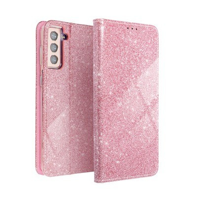 iPhone 11 Pro Max könyvtok, fliptok, telefon tok, bankkártyatartós, mágneszáras, csillámos, rose gold