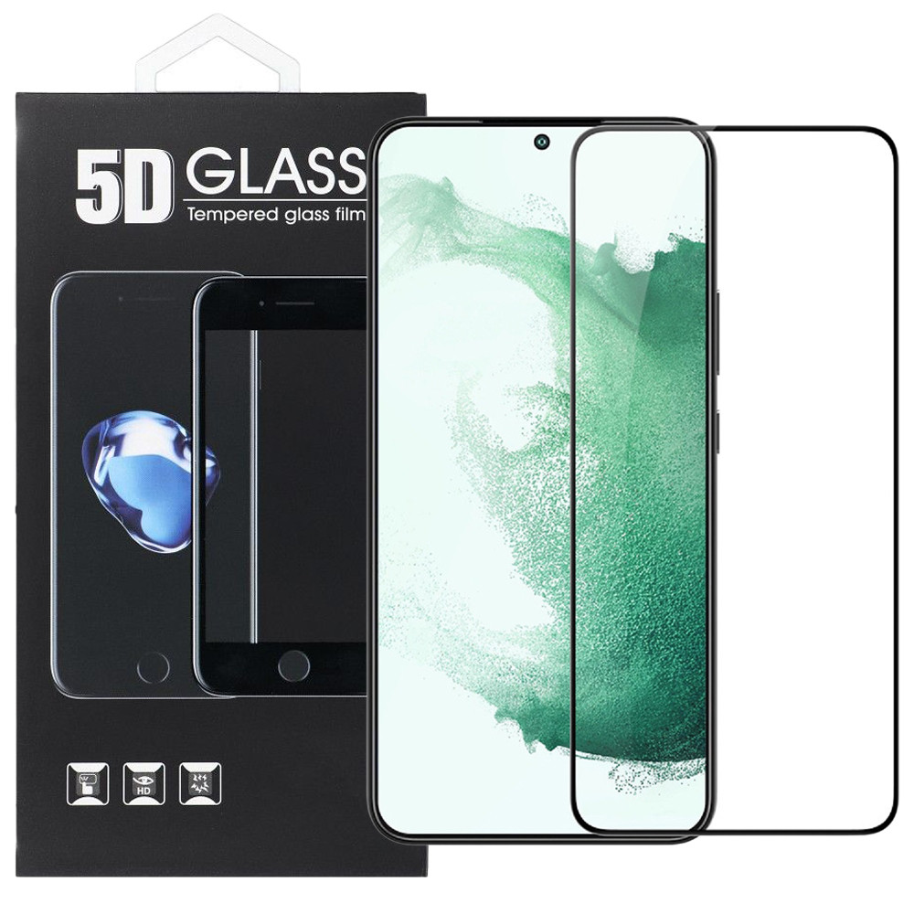 Samsung Galaxy S22 Plus 5G (S22+) / S23 Plus 5G (S23+) üvegfólia, tempered glass, előlapi, 5D, edzett, hajlított, fekete kerettel