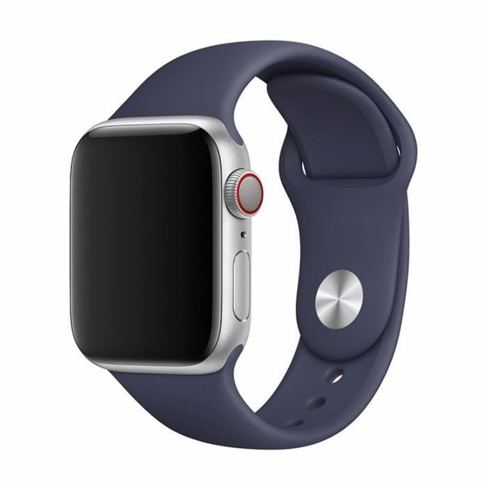 Apple Watch 4/5/6/7/8/9/SE/SE2 okosóra szilikon szíj, 38/40/41mm kompatibilis, sötétkék, Devia Deluxe Sport