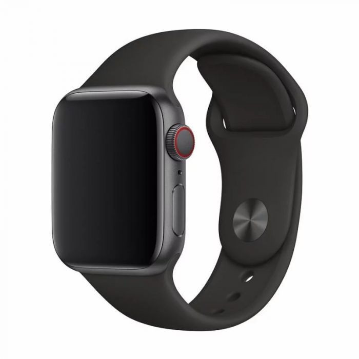 Apple Watch 4/5/6/7/8/9/SE/SE2 okosóra szilikon szíj, 38/40/41mm kompatibilis, fekete, Devia Deluxe Sport